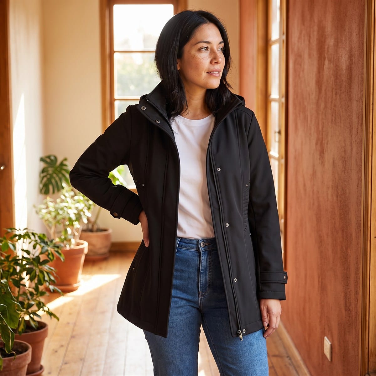 Chaqueta Softshell Manga Larga Con Forro Negro lifestyle