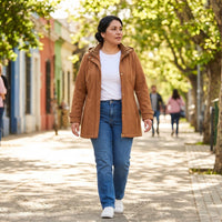 Chaqueta Softshell Manga Larga Con Forro Café lifestyle