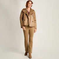 Chaqueta Camel Manga Larga Elasticidad Nula Con Forro Calce Normal Tela Bonded