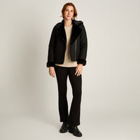 Chaqueta Negro Manga Larga Elasticidad Nula Con Forro Calce Normal Tela Bonded