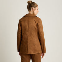 Chaqueta Camel Manga Larga Elasticidad Nula Con Forro Calce Normal Tela Plano