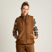 Parka Camel Sin Mangas Elasticidad Nula Con Forro Calce Normal Tela Plano