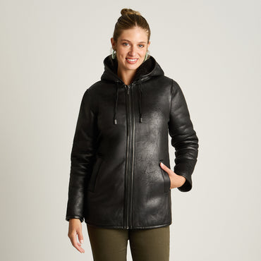 Chaqueta Negro Manga Larga Elasticidad Nula Con Forro Calce Normal Tela Bonded