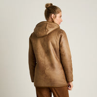 Chaqueta Camel Manga Larga Elasticidad Nula Con Forro Calce Normal Tela Bonded