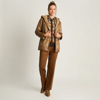 Chaqueta Camel Manga Larga Elasticidad Nula Con Forro Calce Normal Tela Bonded