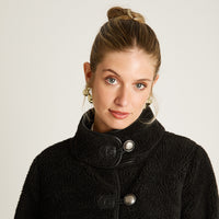 Chaqueta Negro Manga Larga Elasticidad Nula Con Forro Calce Normal Tela Bonded