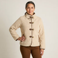 Chaqueta Beige Sherpa Ecocuero en modelo adulta