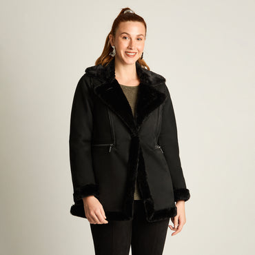 Chaqueta Negro Manga Larga Elasticidad Nula Con Forro Calce Normal Tela Bonded