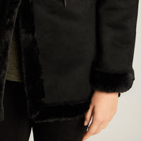 Chaqueta Negro Manga Larga Elasticidad Nula Con Forro Calce Normal Tela Bonded
