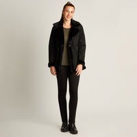 Chaqueta Negro Manga Larga Elasticidad Nula Con Forro Calce Normal Tela Bonded