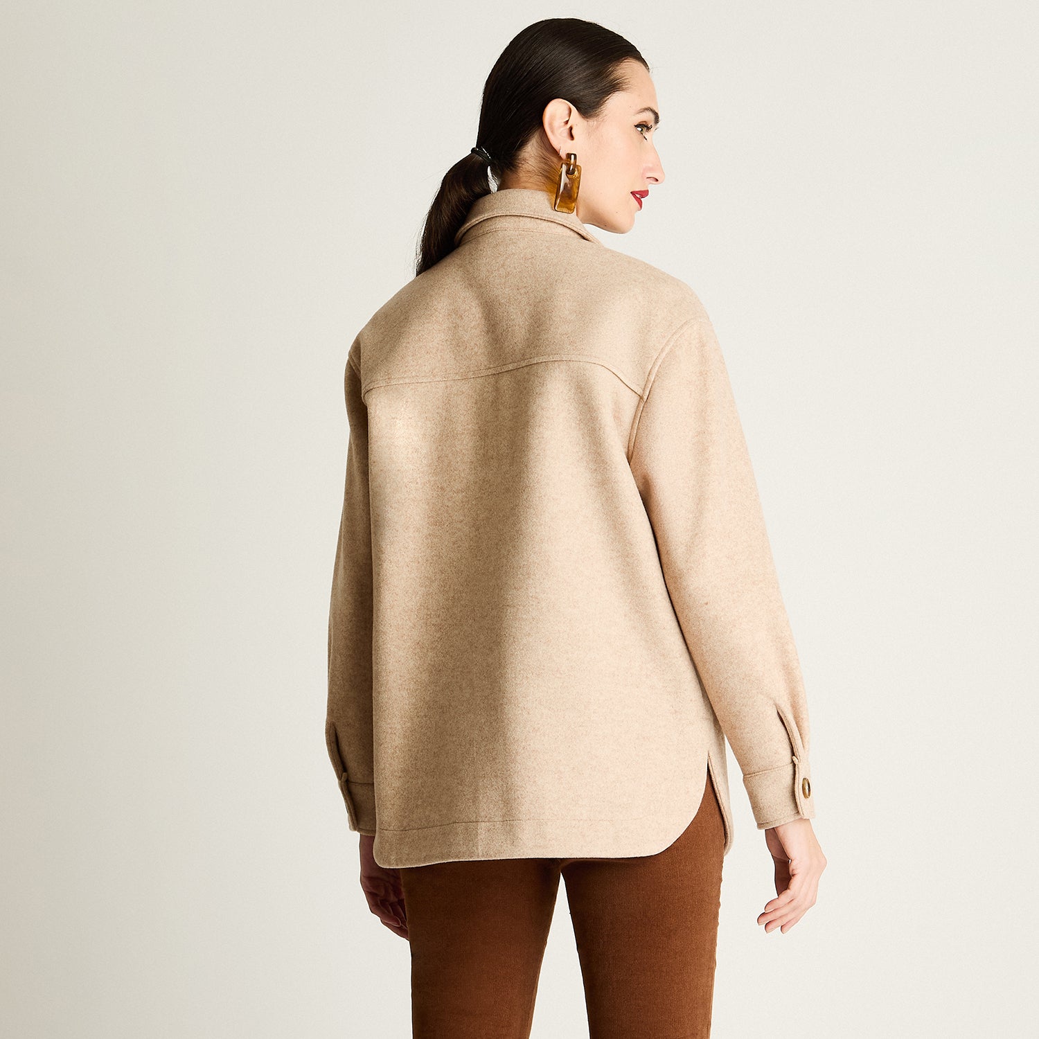 Chaqueta Sobrecamisa De Paño Beige