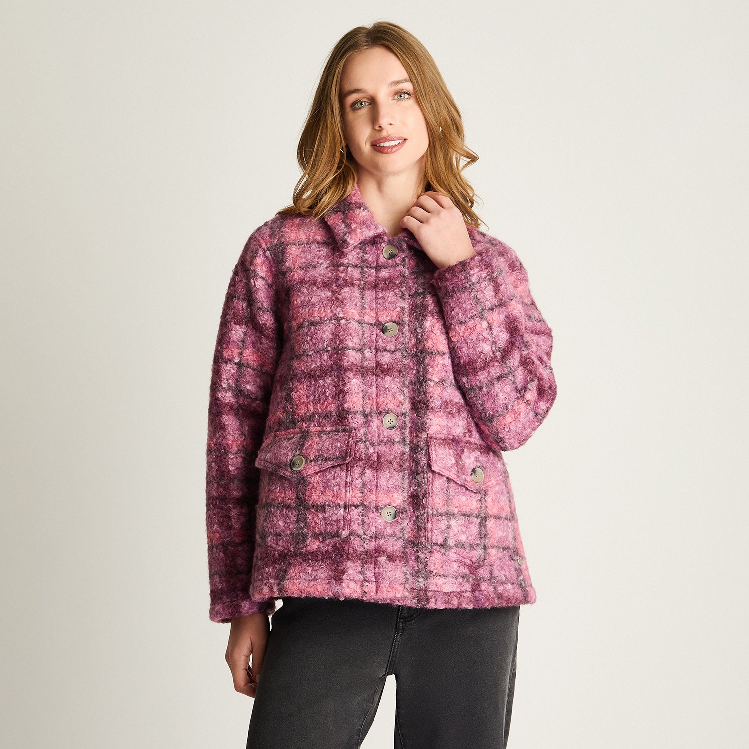 Chaqueta Boucle Estampada Morado