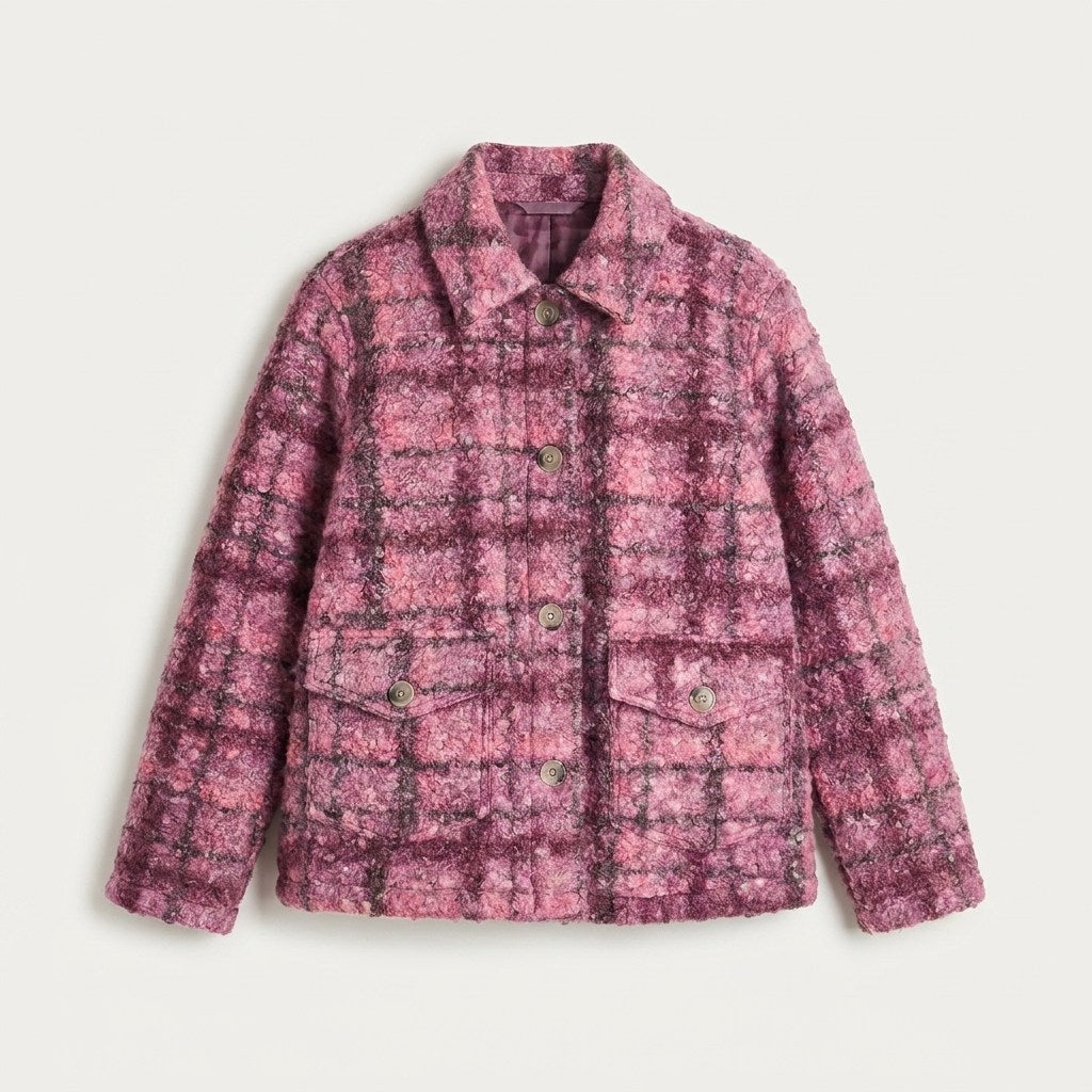 Chaqueta Boucle Estampada Morado en plano