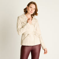 Chaqueta Arena con Cierres Decorativos