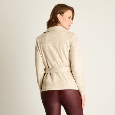 Chaqueta Arena con Cierres Decorativos