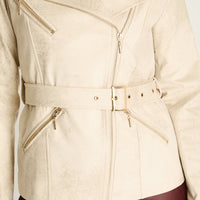 Chaqueta Arena con Cierres Decorativos