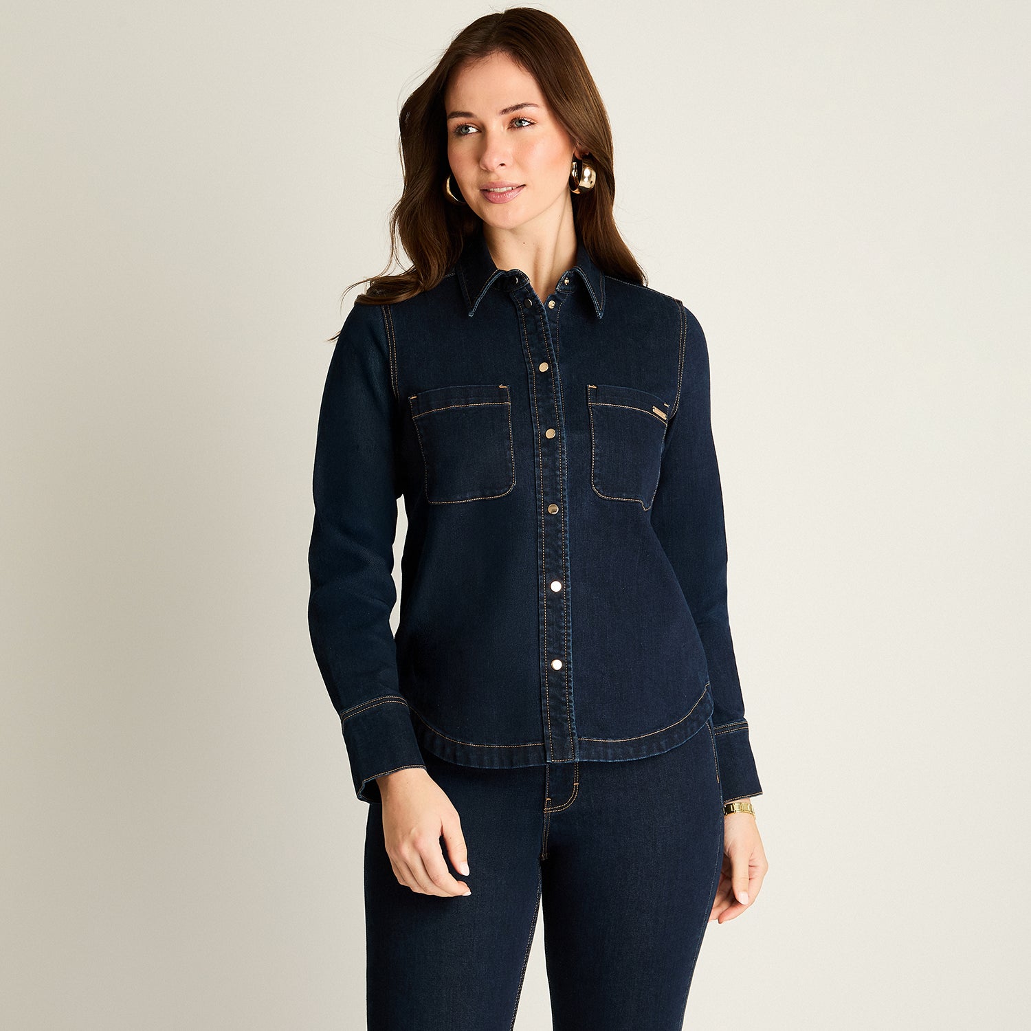 Chaqueta Mezclilla Azul con Bolsillos