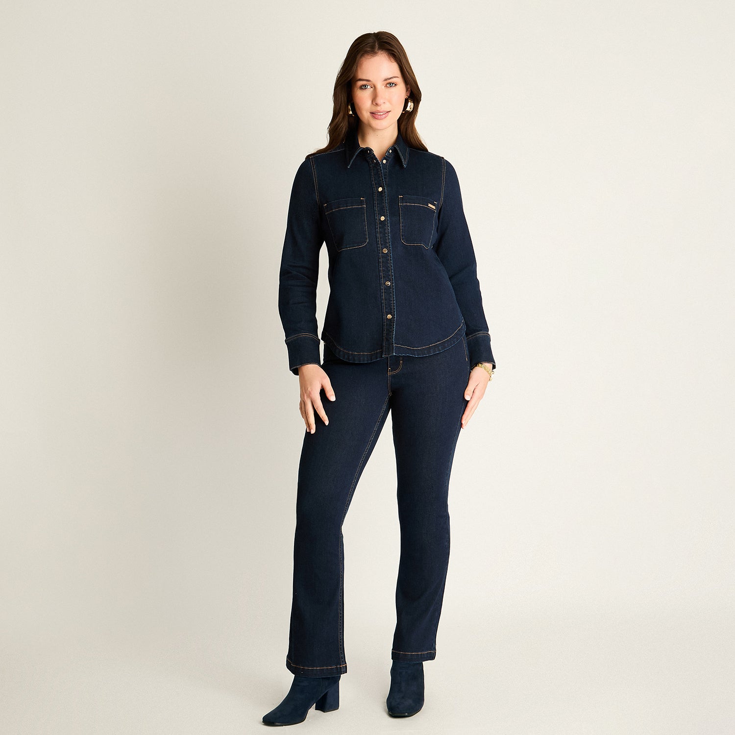 Chaqueta Mezclilla Azul con Bolsillos