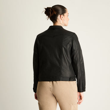 Casaca Negro Manga Larga Baja elasticidad Sin Forro Calce Normal