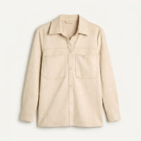 Casaca Beige Manga Larga Baja elasticidad Sin Forro Calce Normal en plano