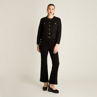 Casaca Mezclilla Negro Manga Larga Elasticidad Nula Sin Forro Calce Normal Tela Denim