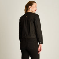 Casaca Mezclilla Negro Manga Larga Elasticidad Nula Sin Forro Calce Normal Tela Denim