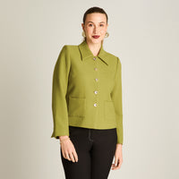 Casaca Pistacho Manga Larga Elasticidad Nula Con Forro Calce Normal Tela Plano