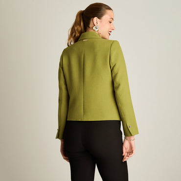 Casaca Pistacho Manga Larga Elasticidad Nula Con Forro Calce Normal Tela Plano