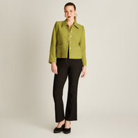 Casaca Pistacho Manga Larga Elasticidad Nula Con Forro Calce Normal Tela Plano