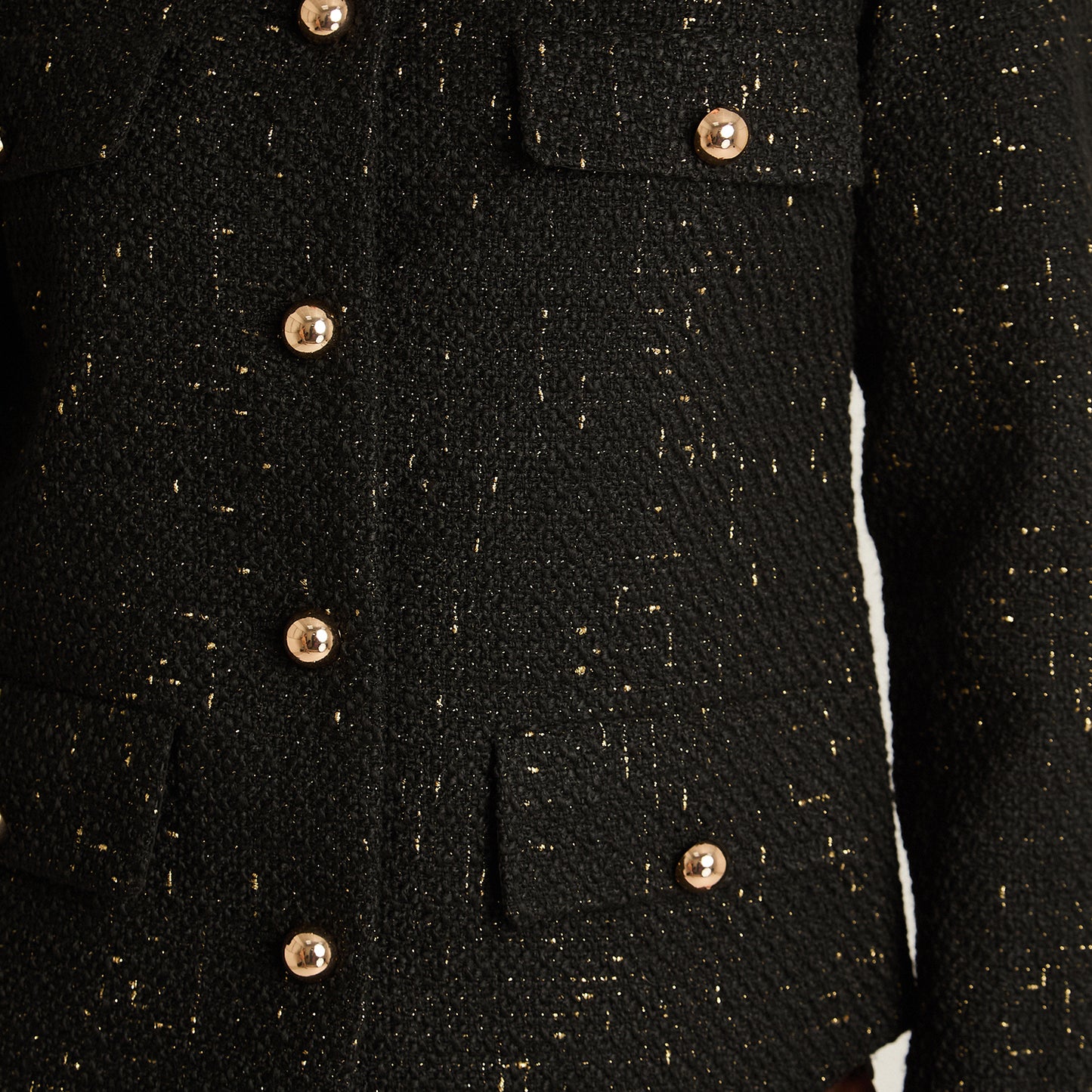 Casaca Negro Manga Larga Elasticidad Nula Con Forro Calce Normal Tela Plano