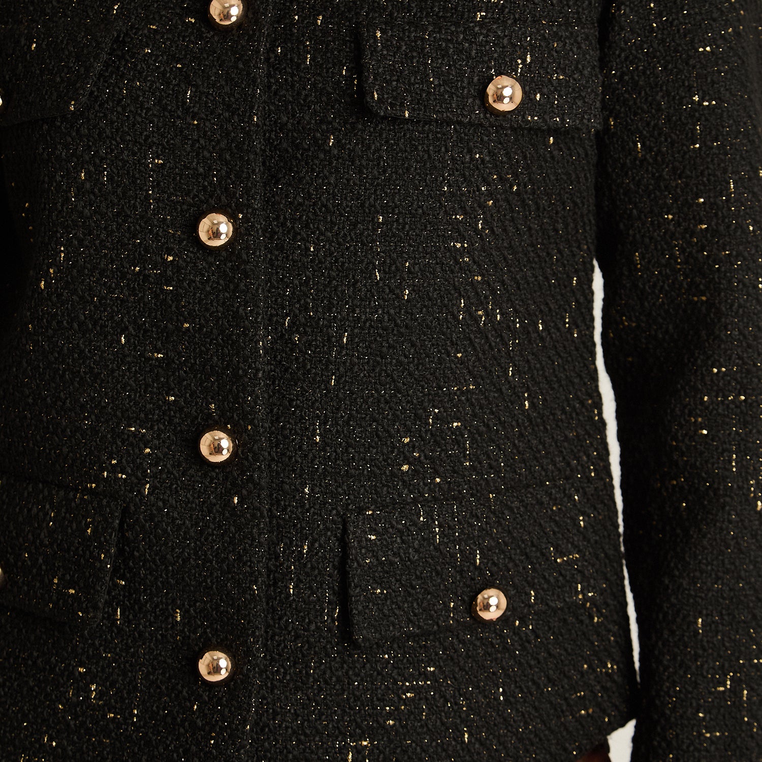 Casaca Negro Manga Larga Elasticidad Nula Con Forro Calce Normal Tela Plano