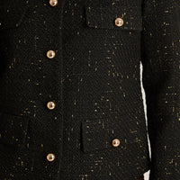 Casaca Negro Manga Larga Elasticidad Nula Con Forro Calce Normal Tela Plano