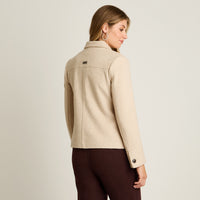 Chaqueta Beige Manga Larga Elasticidad Nula Con Forro Calce Normal Tela Plano