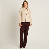 Chaqueta Beige Manga Larga Elasticidad Nula Con Forro Calce Normal Tela Plano