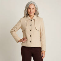 Chaqueta Beige con Botones y Cuello con Solapa en modelo adulta