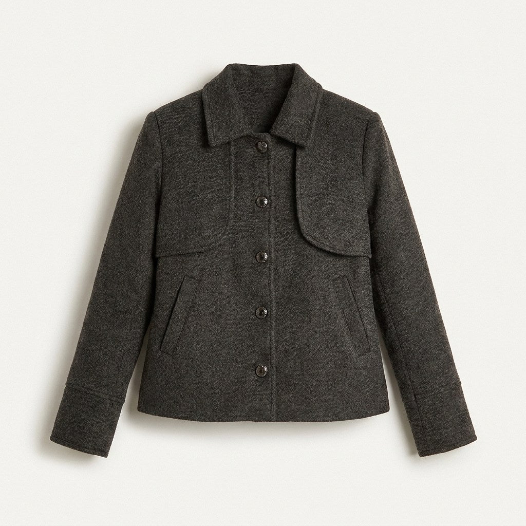 Chaqueta Marengo con Botones y Cuello con Solapa en plano
