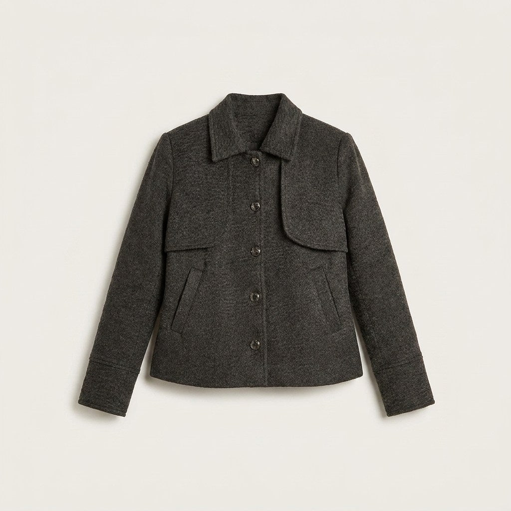 Chaqueta Marengo con Botones y Cuello con Solapa en plano
