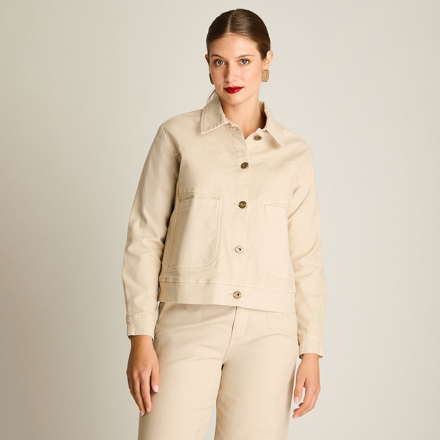 Casaca Crudo Manga Larga Elasticidad 0 Sin Forro Calce Normal Tela Plano