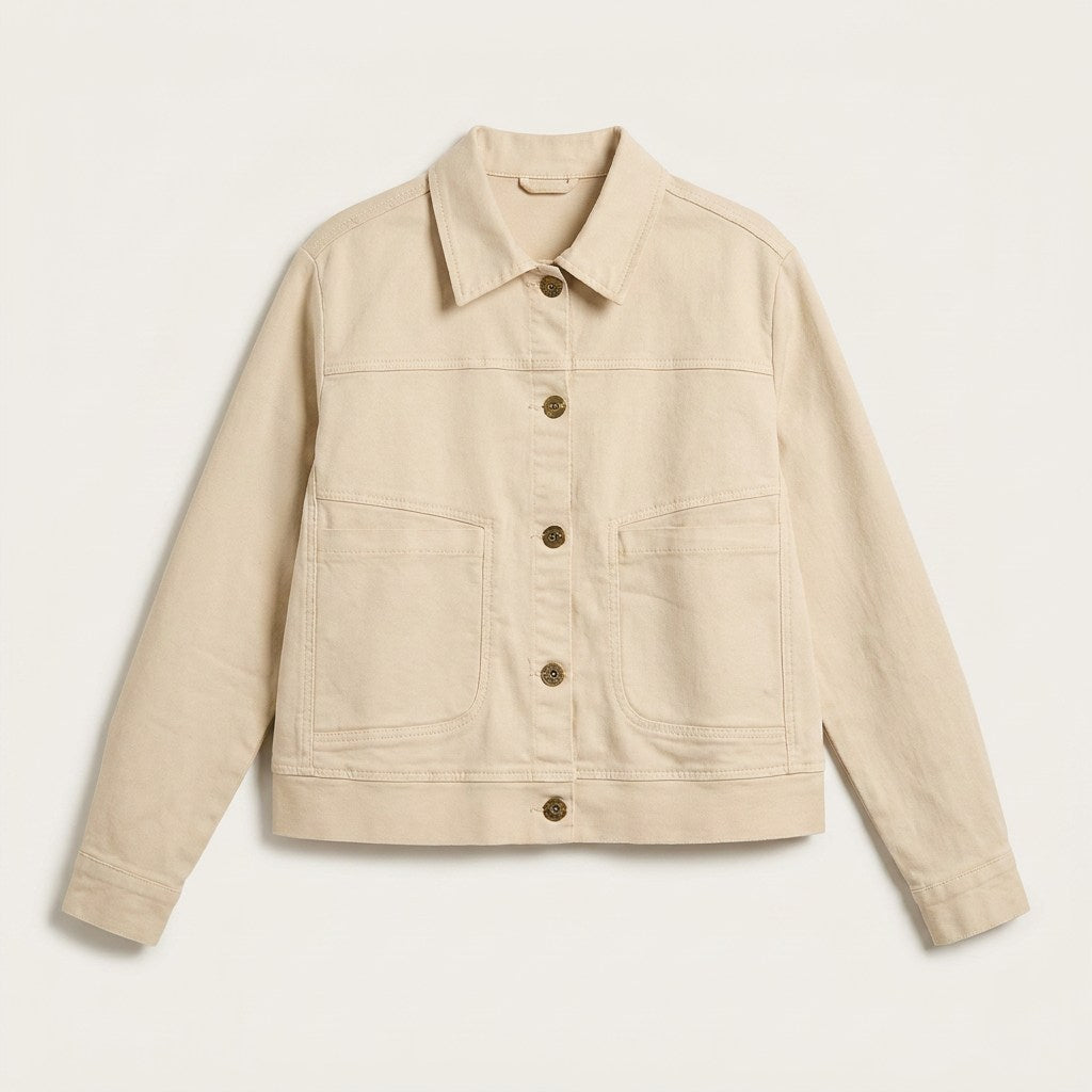 Chaqueta Abotonada Crudo con Bolsillos en plano