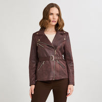 Casaca Biker de Suede Café