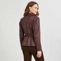 Casaca Biker de Suede Café