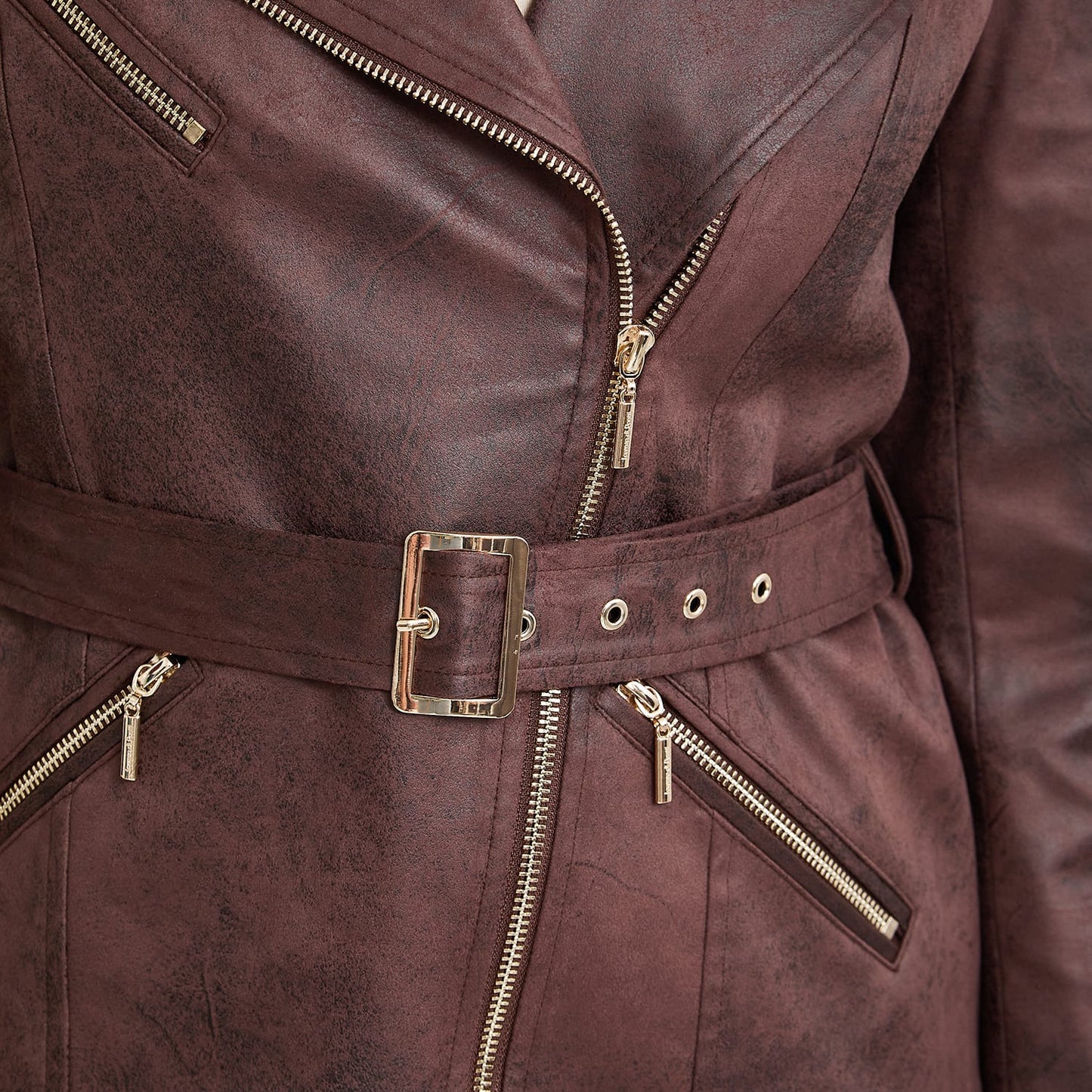 Casaca Biker de Suede Café