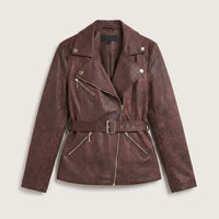 Casaca Biker de Suede Café en plano