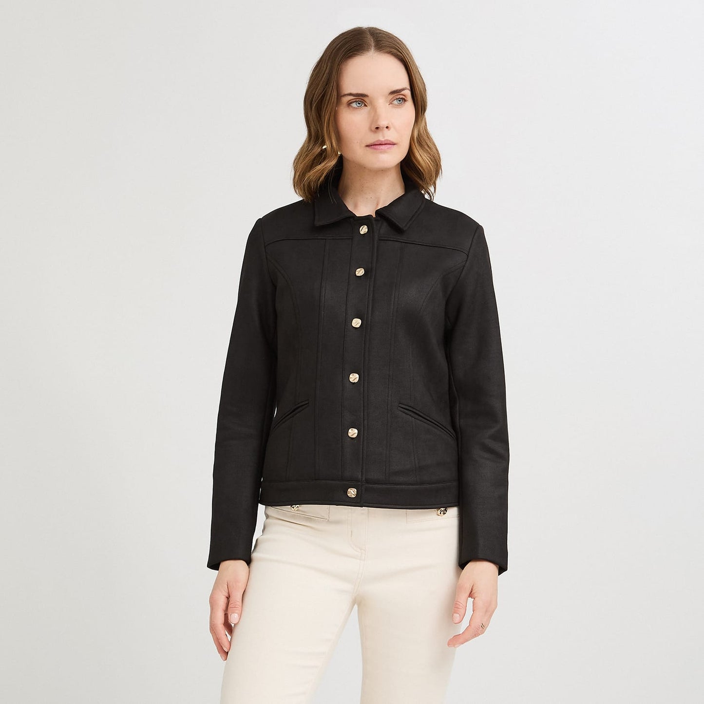 Casaca de Suede Texturado Negro