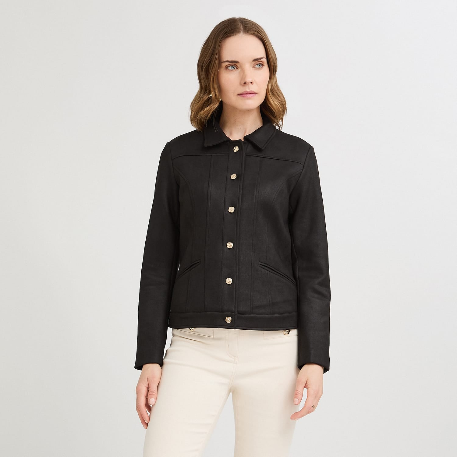 Casaca de Suede Texturado Negro
