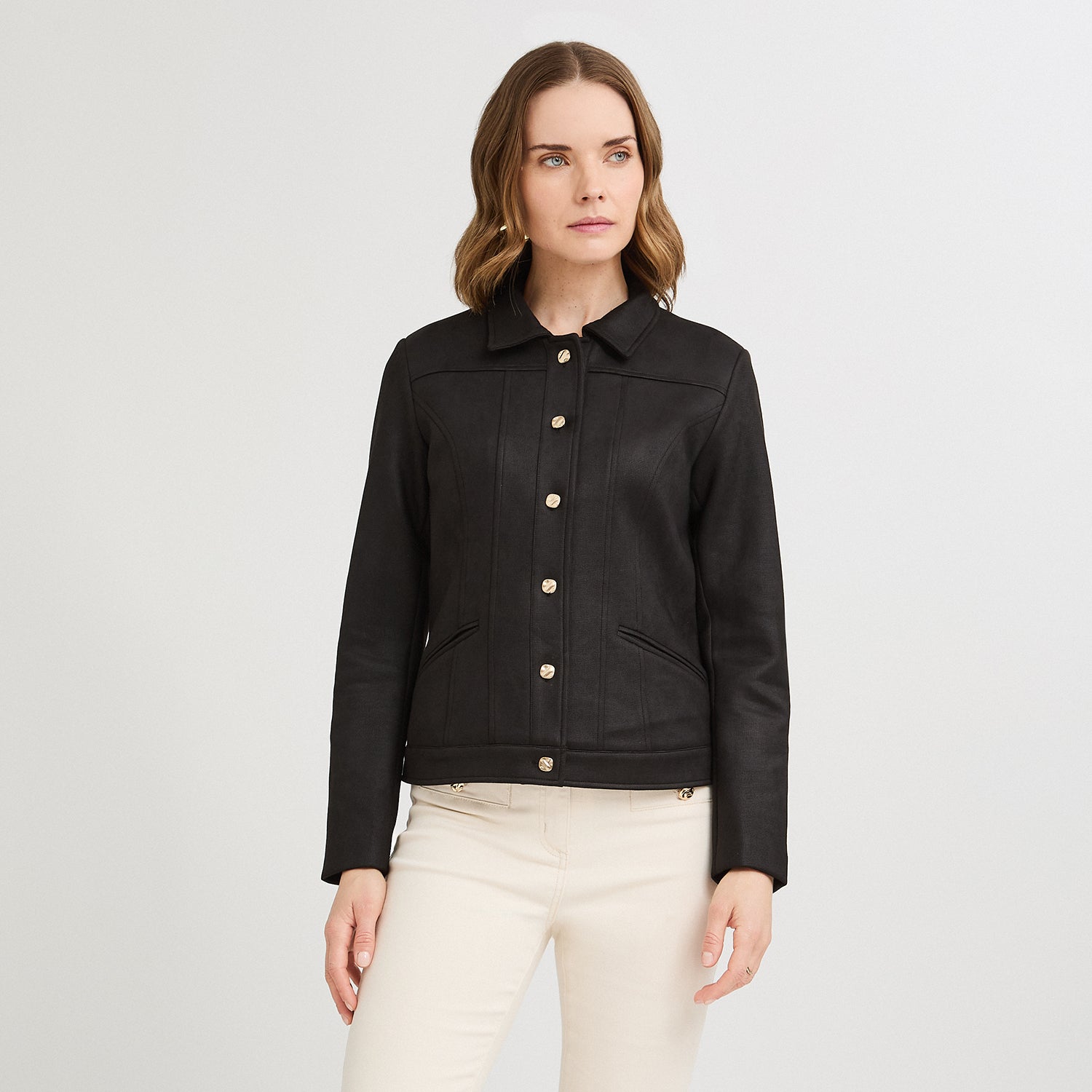 Casaca de Suede Texturado Negro