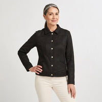 Casaca de Suede Texturado Negro en modelo adulta
