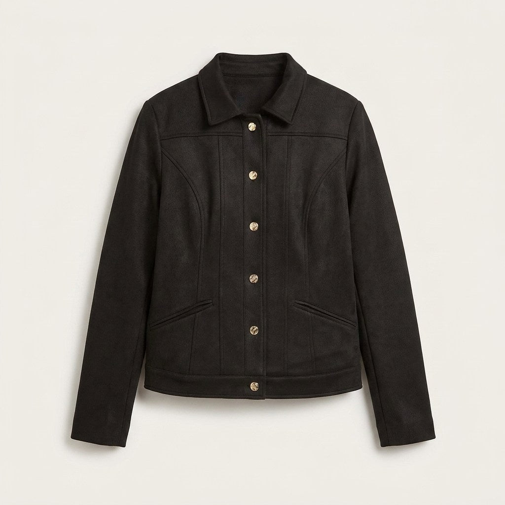 Casaca de Suede Texturado Negro en plano