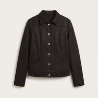 Casaca de Suede Texturado Negro en plano