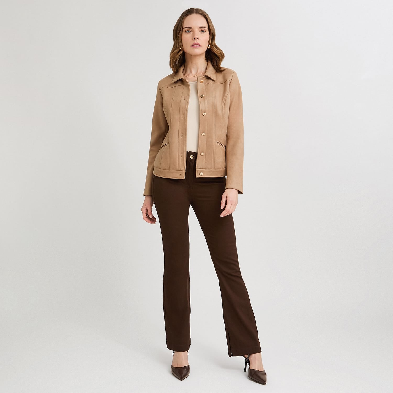 Casaca de Suede Texturado Camel